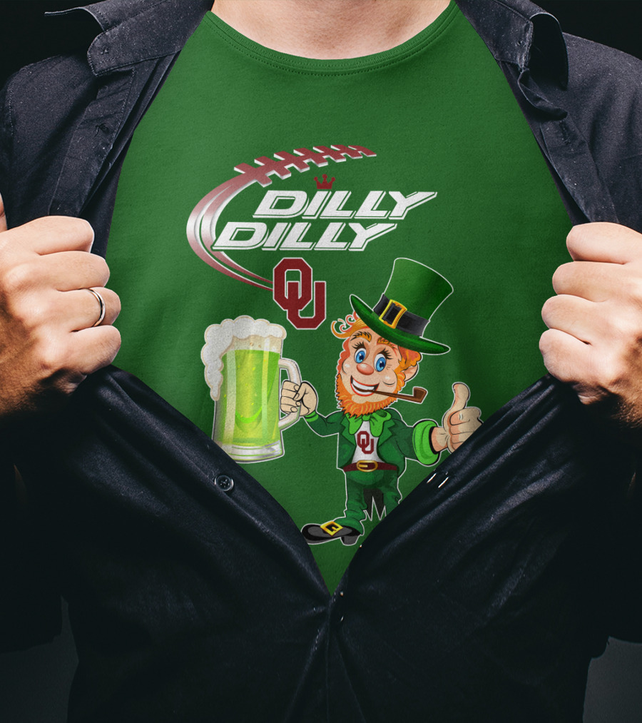 Dilly Dilly OU Football Green Beer Leprechaun T-Shirt