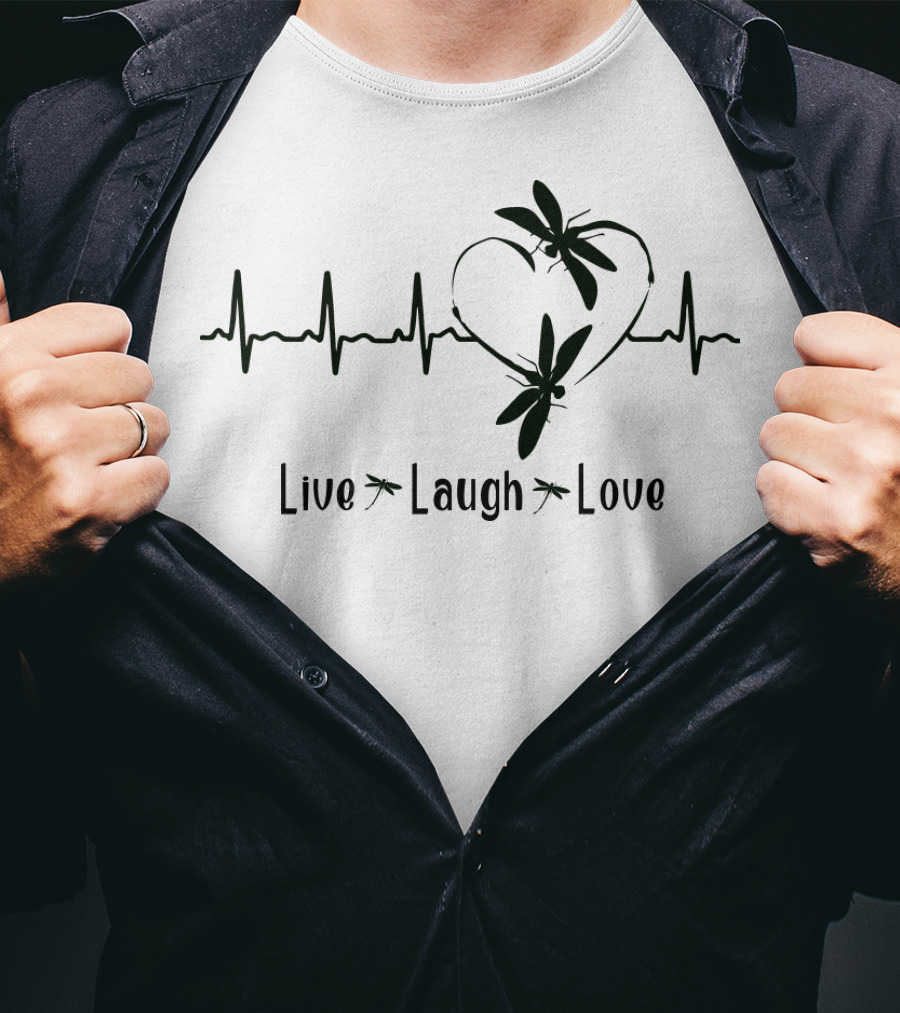 Live Laugh Love Dragonfly Heartbeat T-Shirt