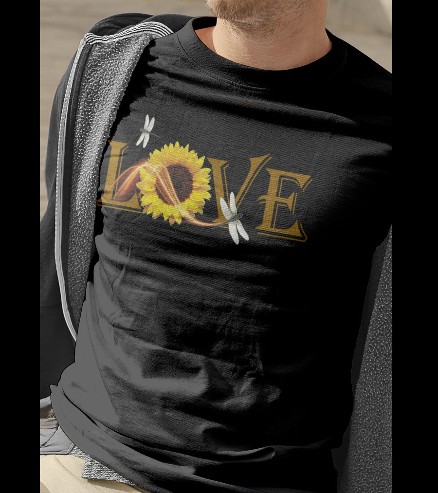LOVE Sunflower Dragonfly T-Shirt