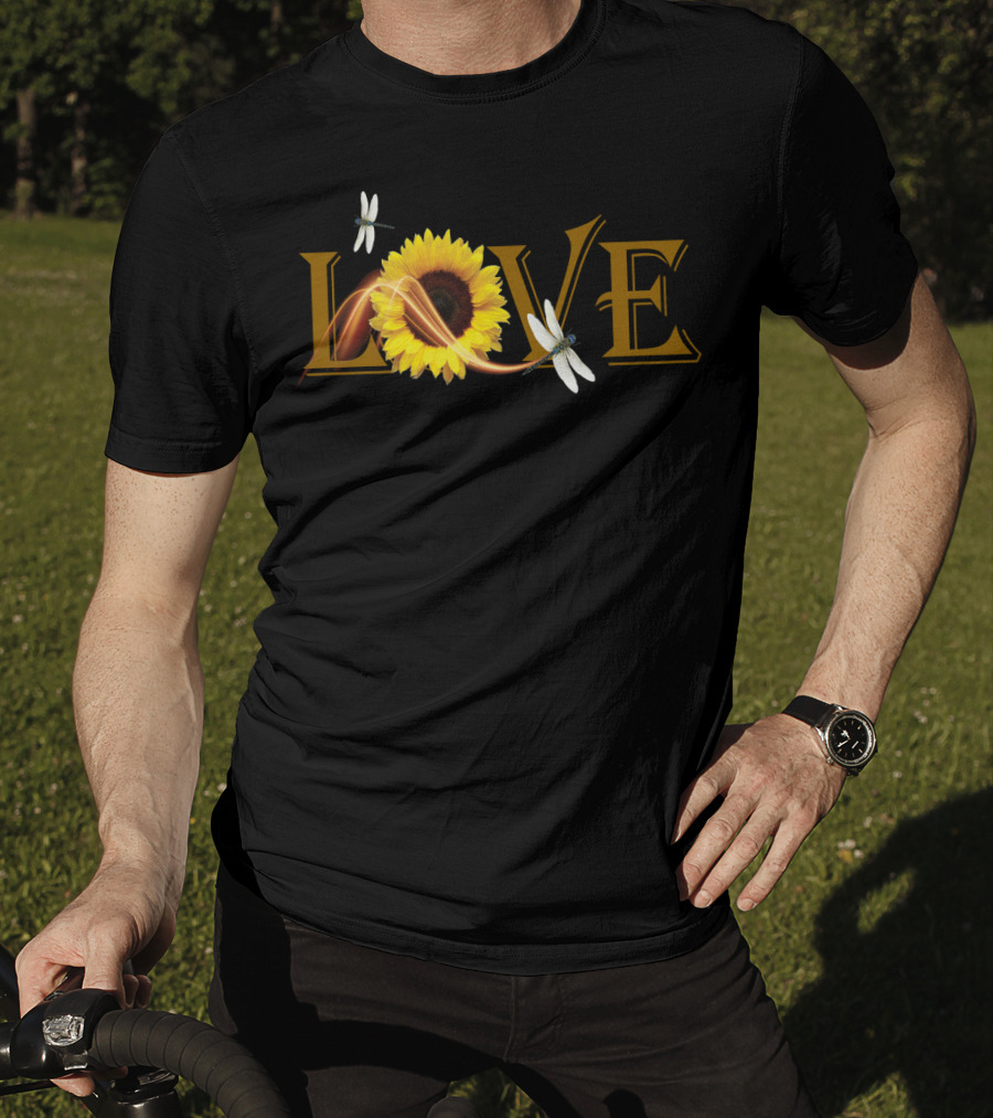 LOVE Sunflower Dragonfly T-Shirt