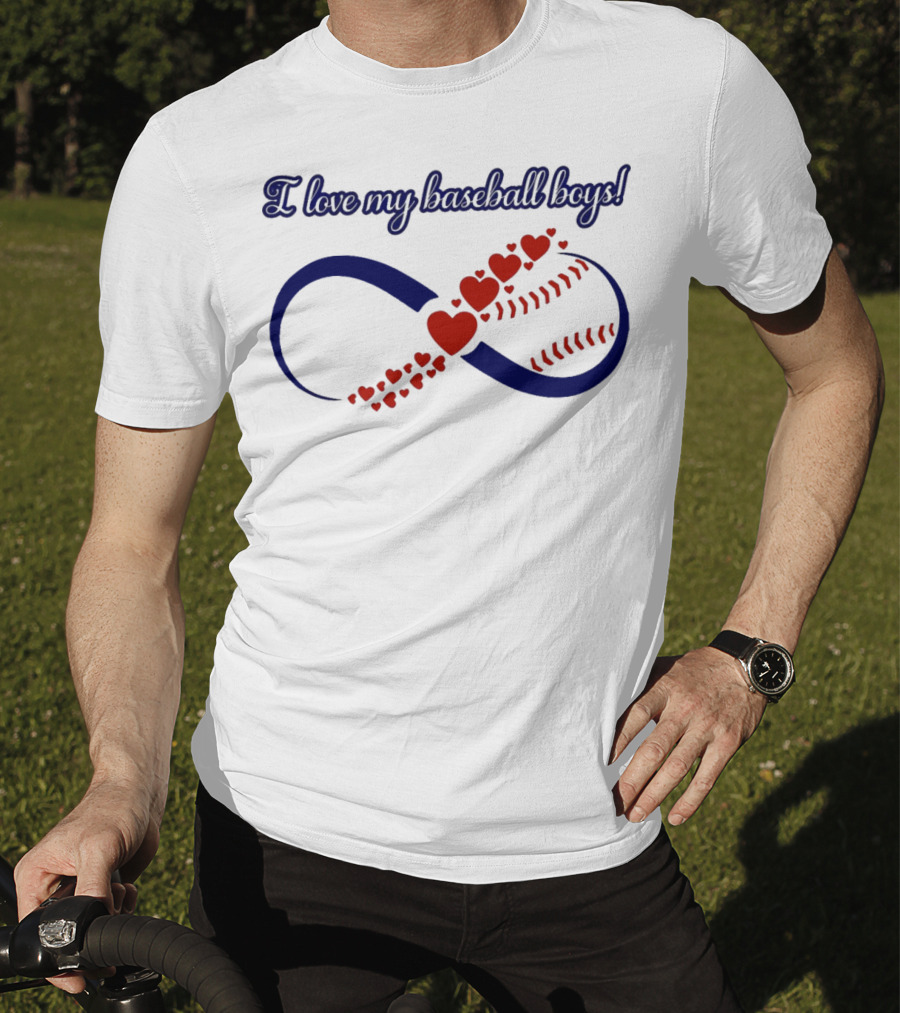 I Love My Baseball Boys Infinity Hearts T-Shirt