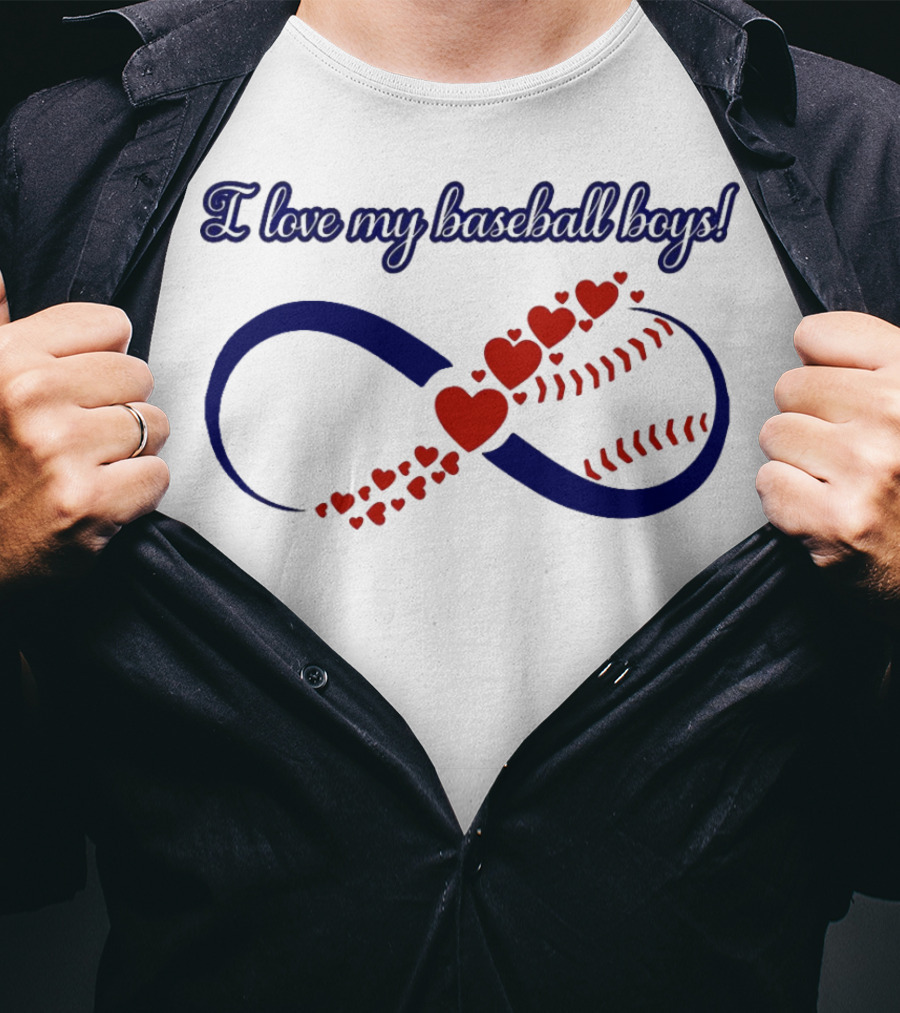 I Love My Baseball Boys Infinity Hearts T-Shirt