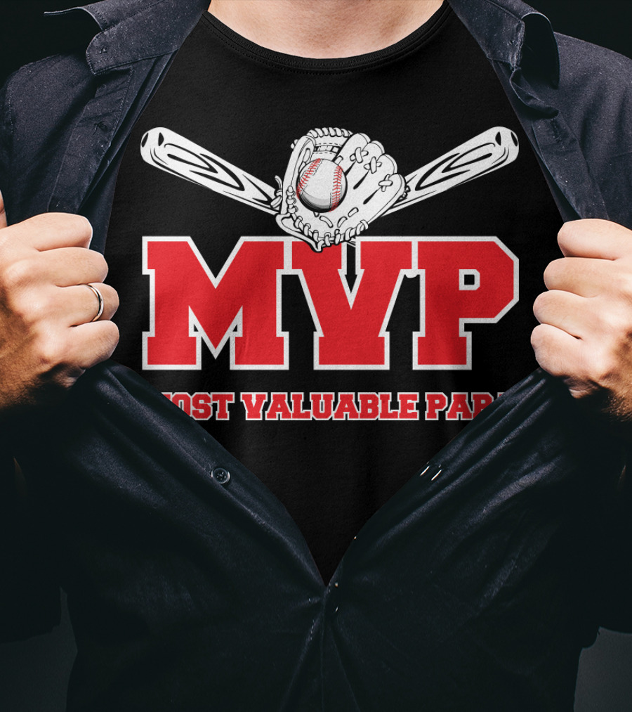 MVP Most Valuable Papa Baseball Glove And Bat T-Shirt