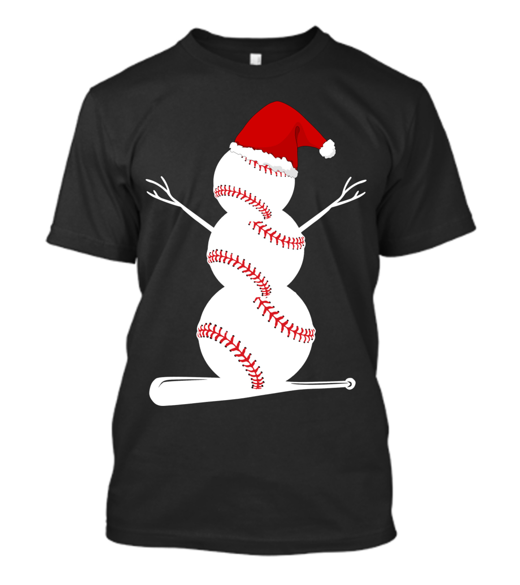 Baseball Snowman Santa Hat Bat Christmas BA01 T-Shirt