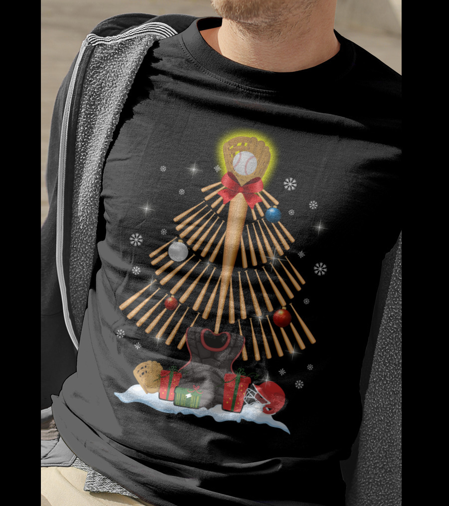 Christmas Tree Baseball Bat Ornaments Snowflakes Mitt Ball Helmet T-Shirt