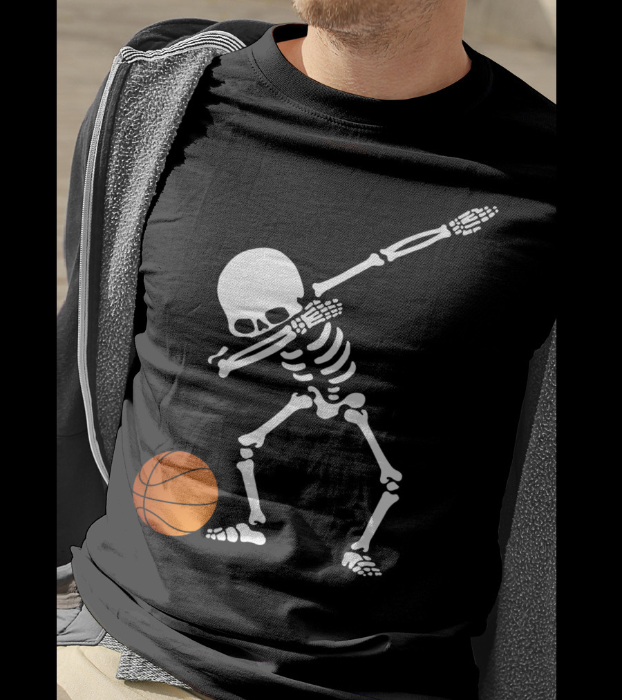 Basketball Skeleton Dabbing With Ball T-Shirt