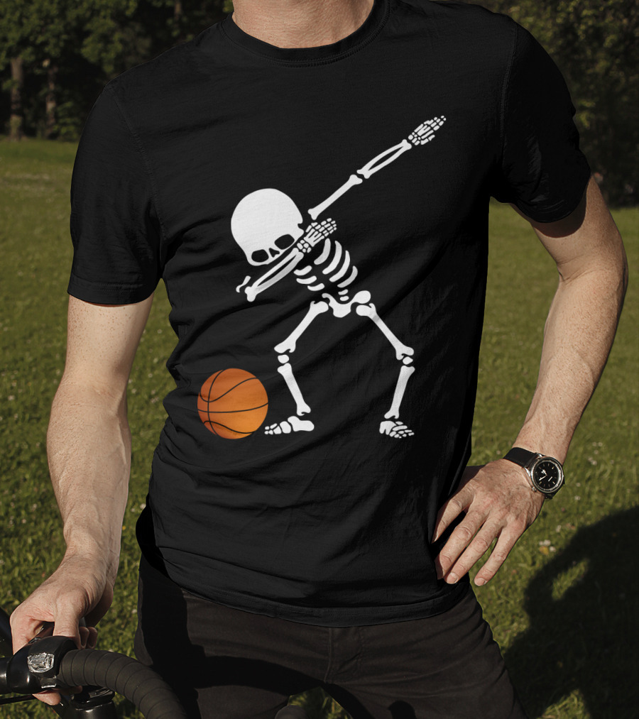 Basketball Skeleton Dabbing With Ball T-Shirt