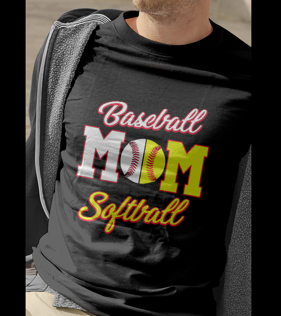 Baseball MOM Softball Split Ball T-Shirt