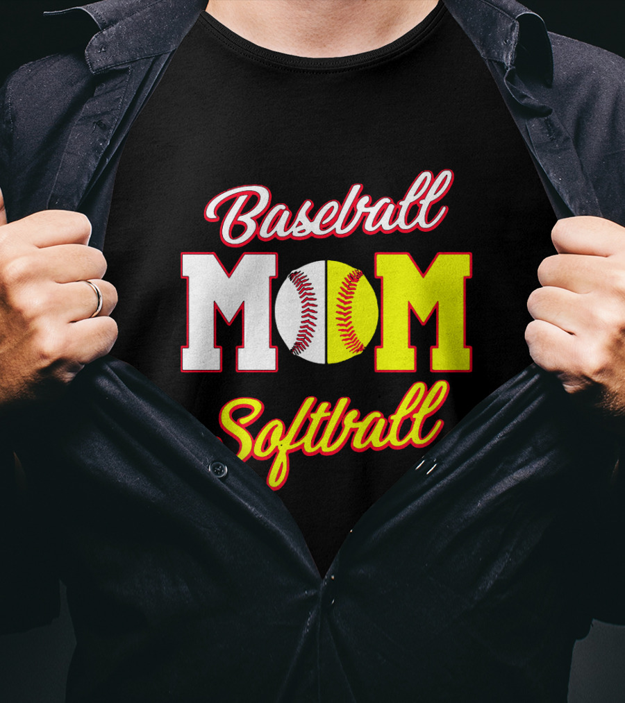 Baseball MOM Softball Split Ball T-Shirt
