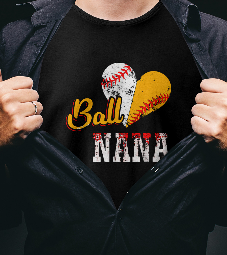 Ball Nana Baseball Heart T-Shirt