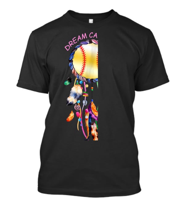 Dream Catcher Softball With Feather And Bead Accents T-Shirt