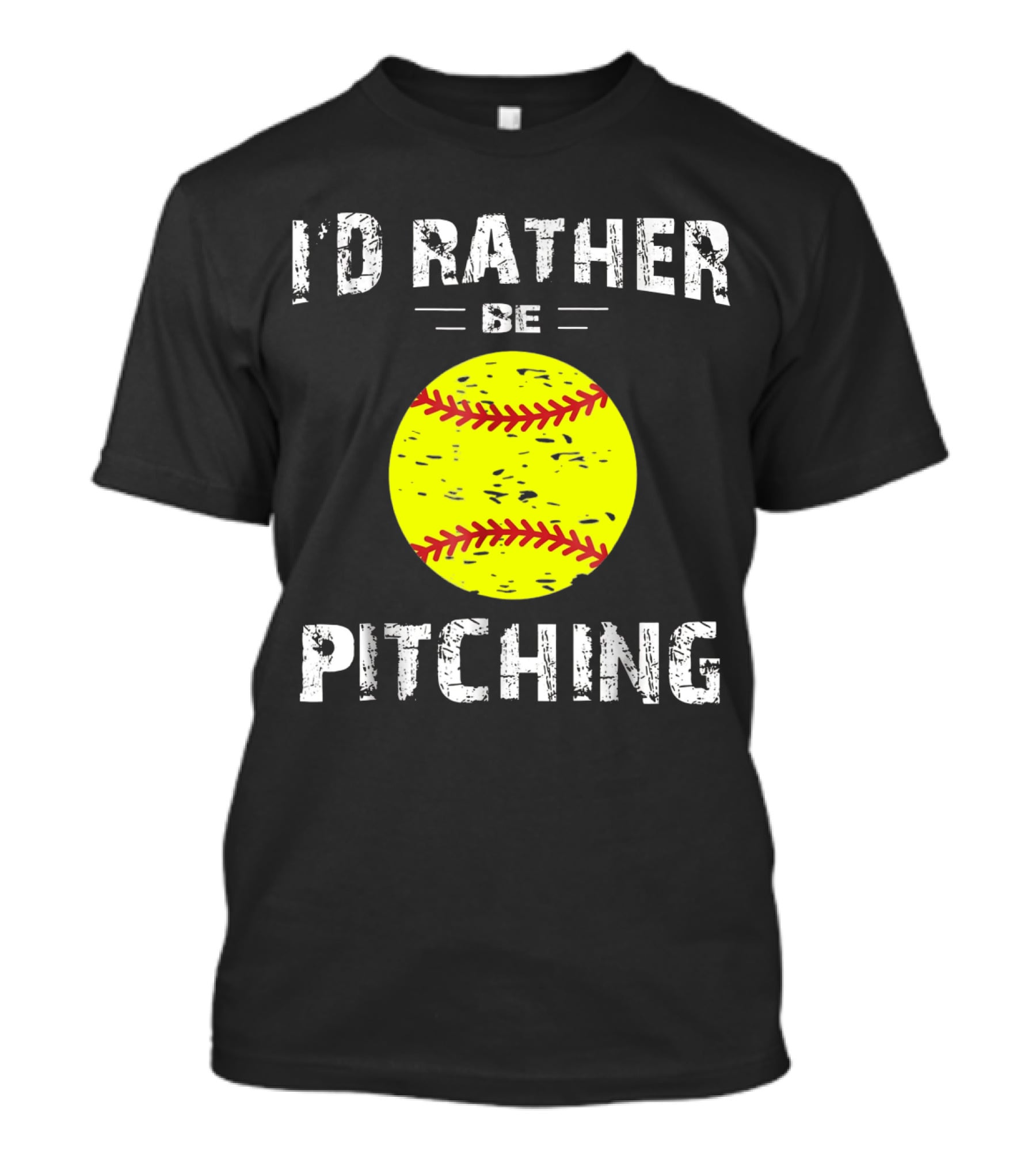 I'd Rather Be Pitching Softball Yellow Ball T-Shirt