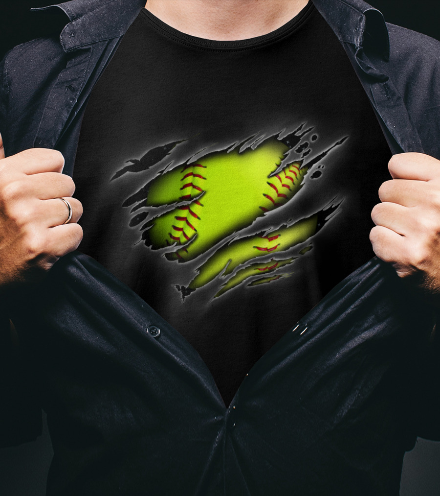 Softball Inside Me Ripped Ball T-Shirt