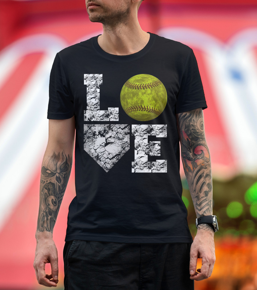 LOVE Softball Home Plate Grunge T-Shirt