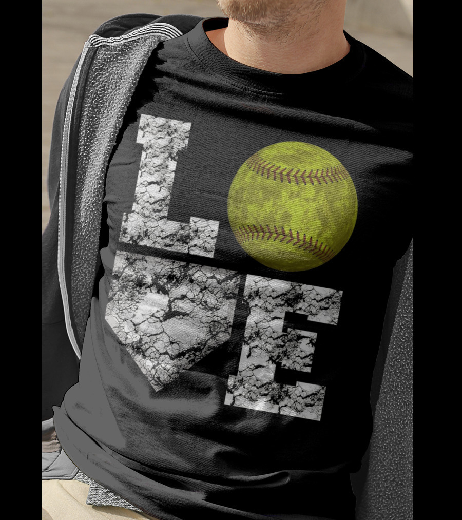 LOVE Softball Home Plate Grunge T-Shirt