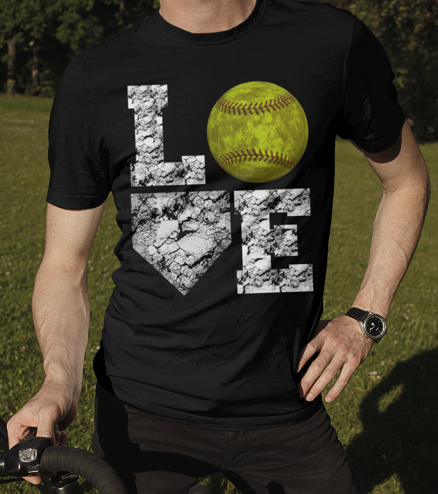 LOVE Softball Home Plate Grunge T-Shirt