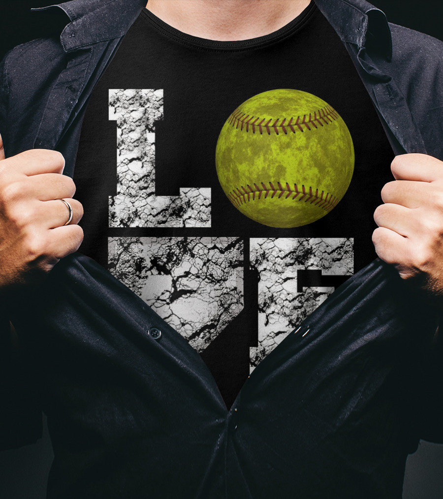 LOVE Softball Home Plate Grunge T-Shirt