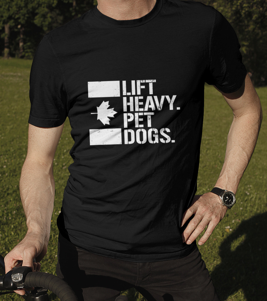 Lift Heavy Pet Dogs Canada Maple Leaf Flag Fitness T-Shirt