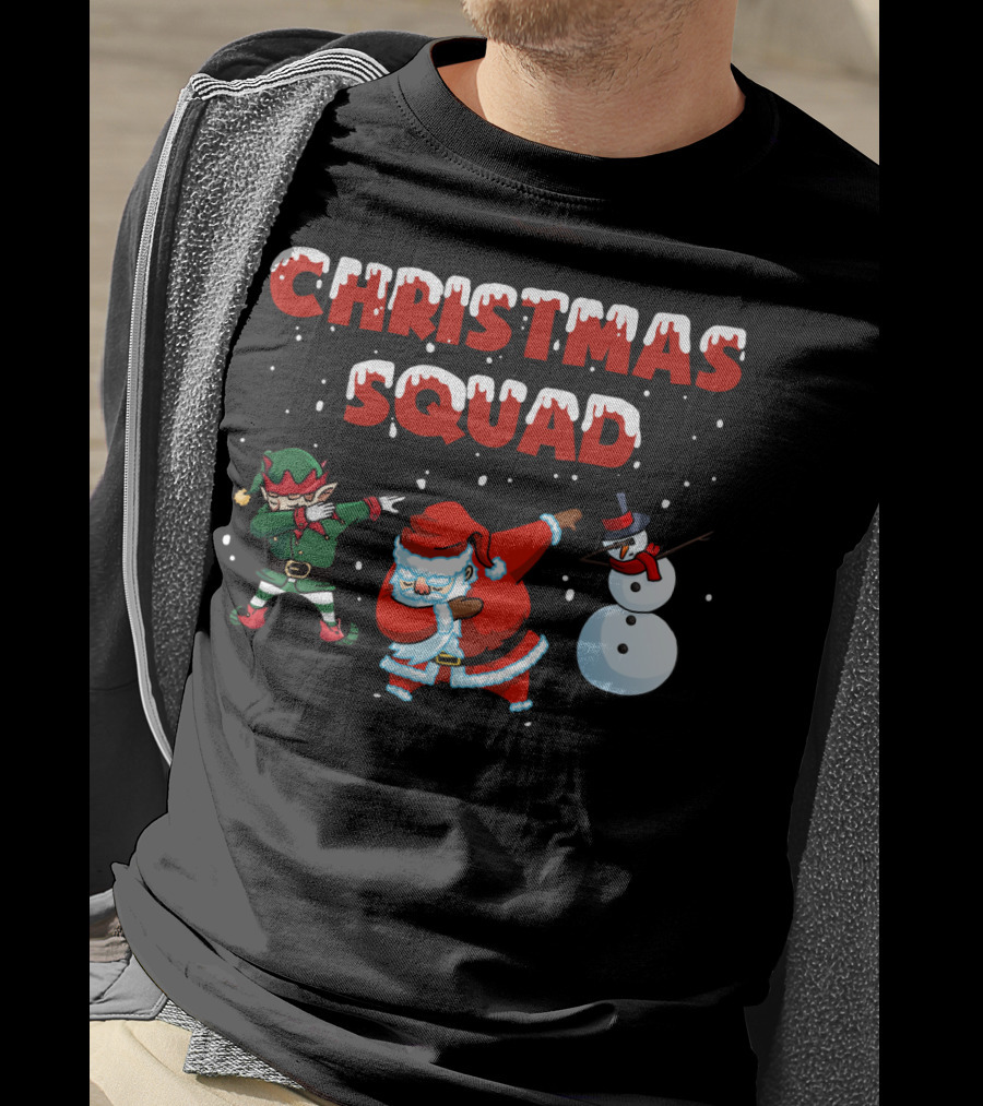 Christmas Squad Santa Elf Snowman Dabbing T-Shirt