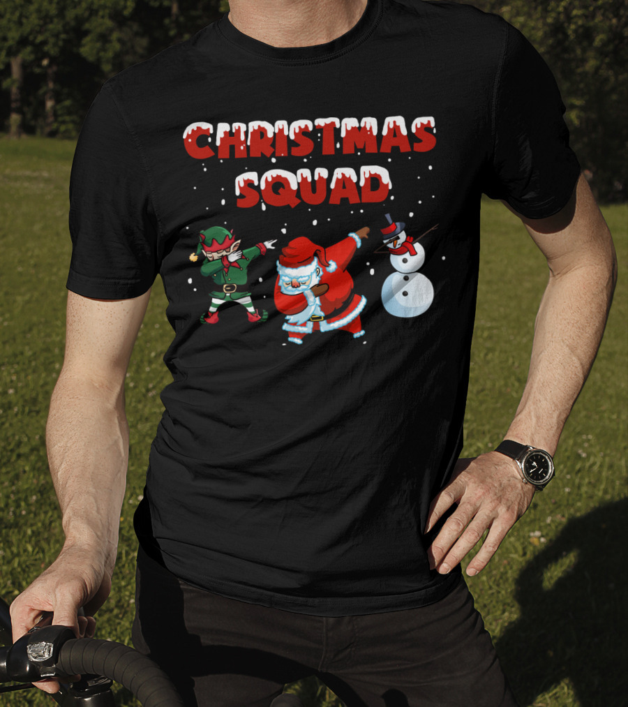 Christmas Squad Santa Elf Snowman Dabbing T-Shirt