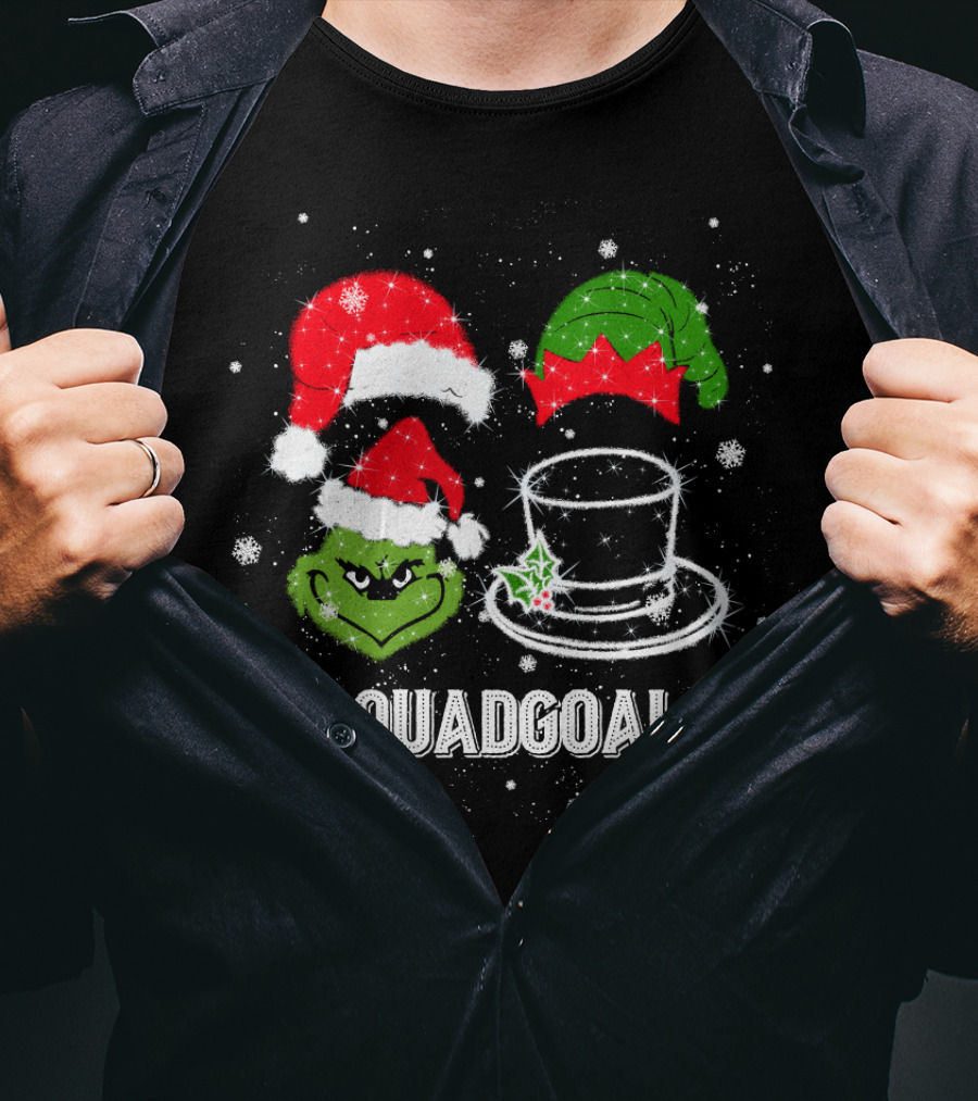 Christmas #SquadGoals Grinch Santa Elf Top Hat Snowflakes T-Shirt