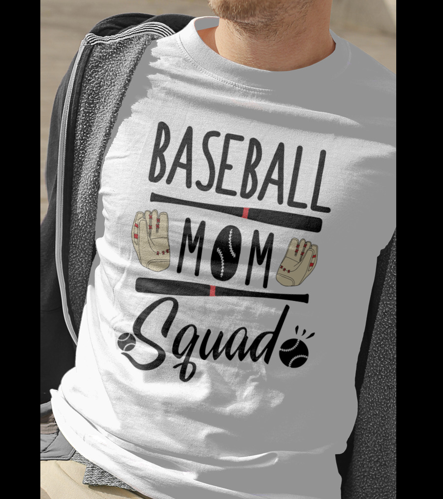 Baseball Mom Squad With Gloves And Bats T-Shirt