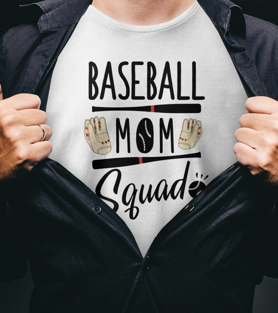 Baseball Mom Squad With Gloves And Bats T-Shirt