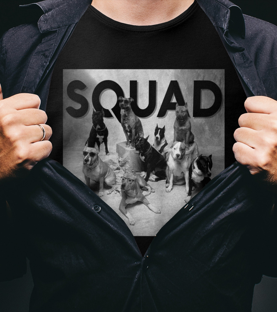 SQUAD Dog Group Black And White Photography T-Shirt