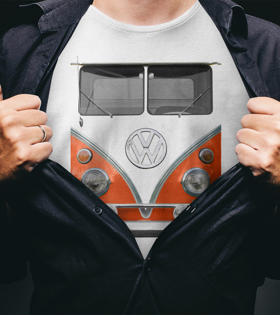 Volkswagen Orange Bus Front Vintage Look T-Shirt