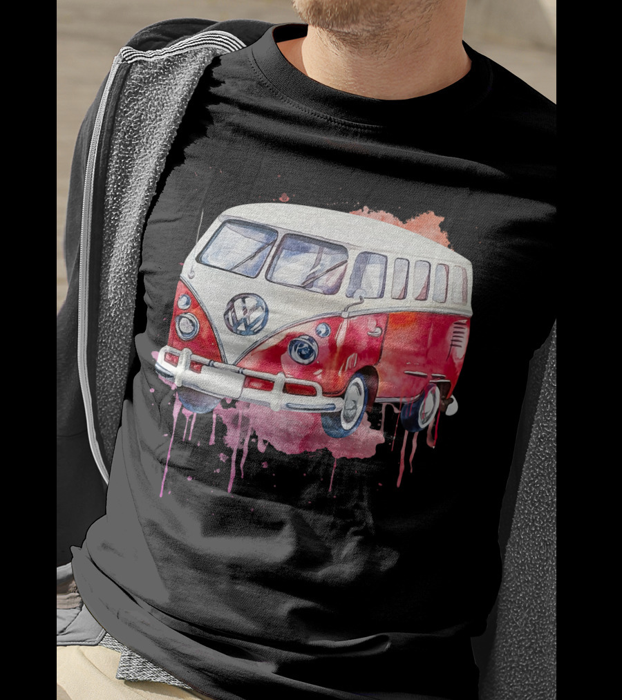Volkswagen Camper Van Watercolor T-Shirt