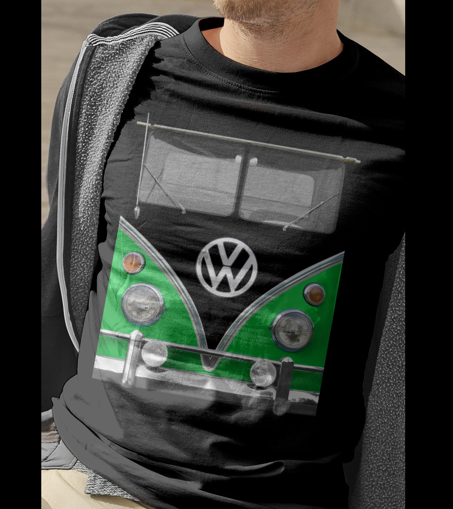Volkswagen Bus Front Green Black T-Shirt