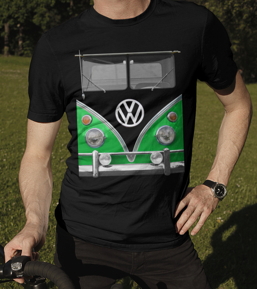 Volkswagen Bus Front Green Black T-Shirt