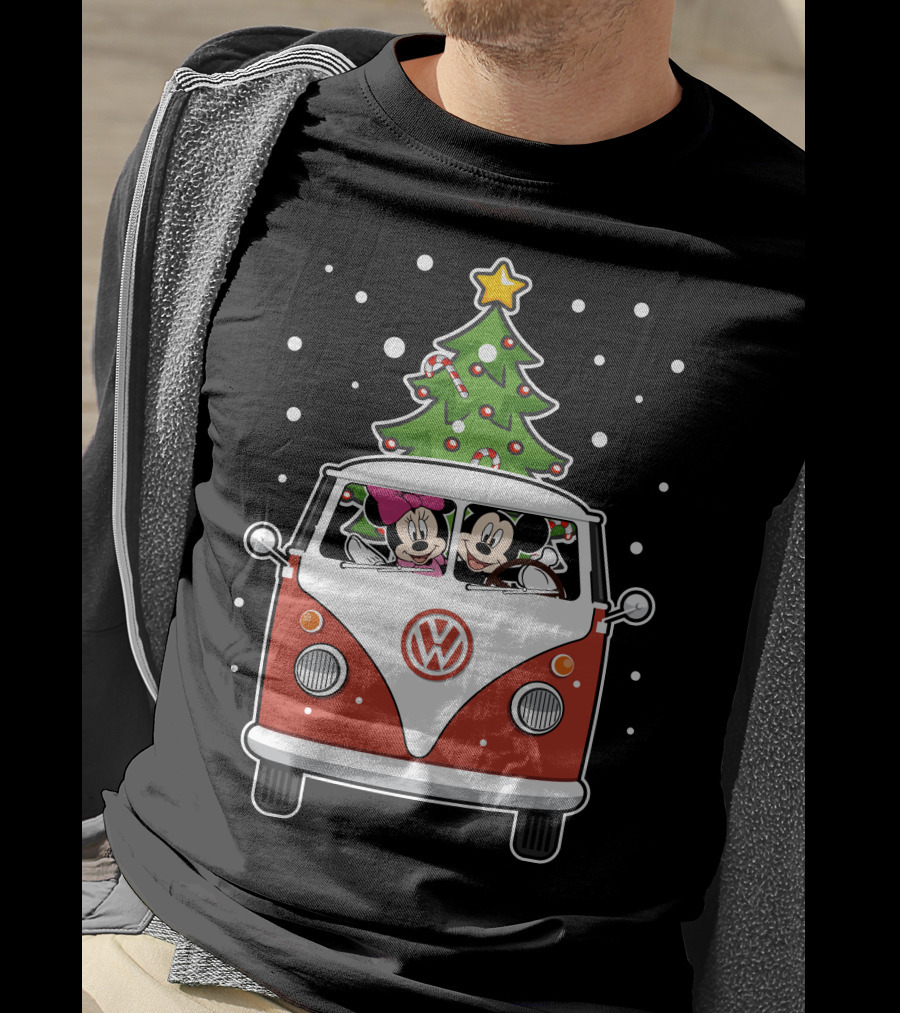 Volkswagen Christmas Van With Mickey And Minnie T-Shirt
