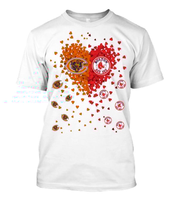 Chicago Bears Boston Red Sox Heart Blend T-Shirt