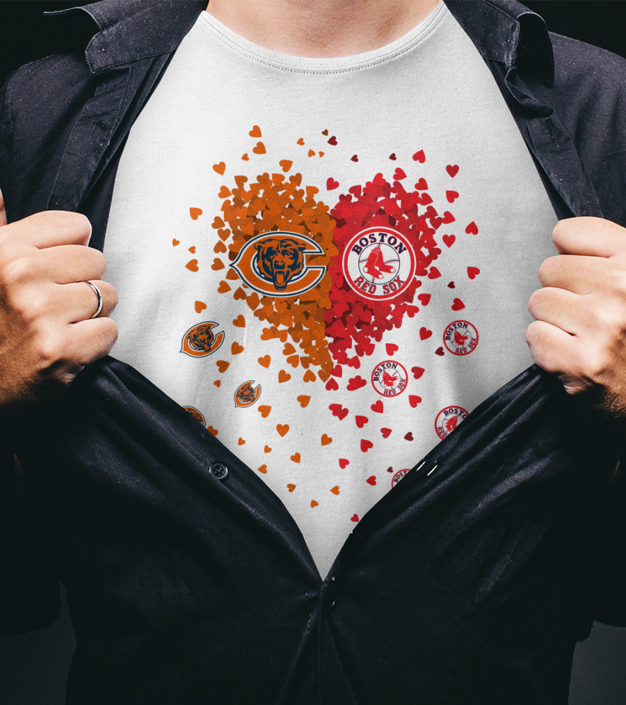 Chicago Bears Boston Red Sox Heart Blend T-Shirt