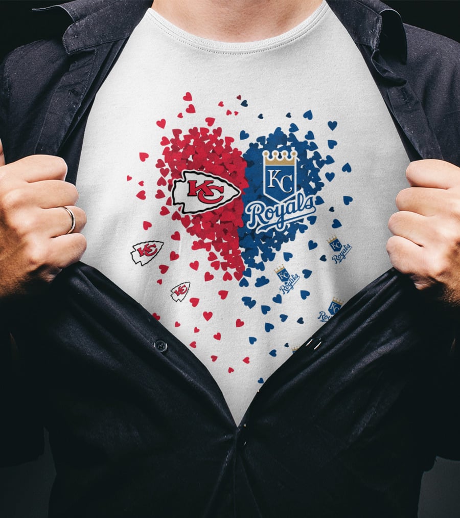 KC Chiefs Royals Heart Logo Hearts T-Shirt
