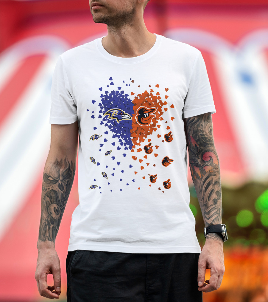 Heart Ravens Orioles Baltimore Football Baseball Mix T-Shirt