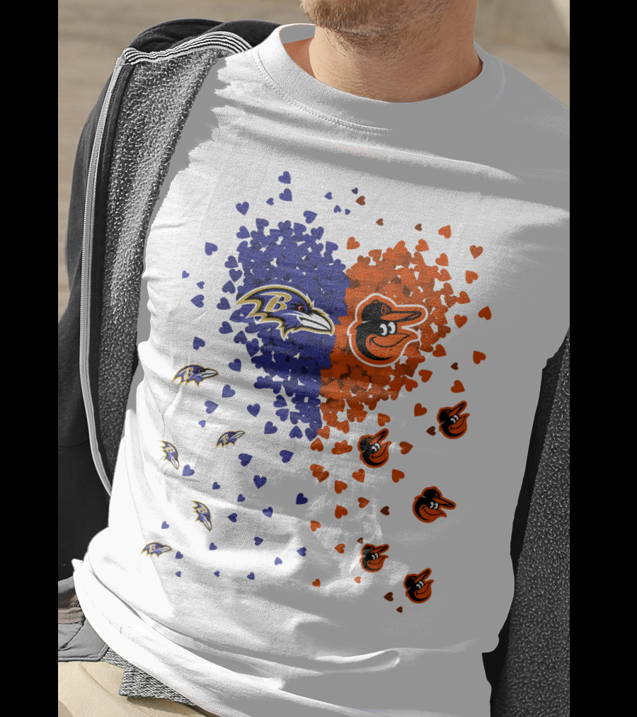 Heart Ravens Orioles Baltimore Football Baseball Mix T-Shirt