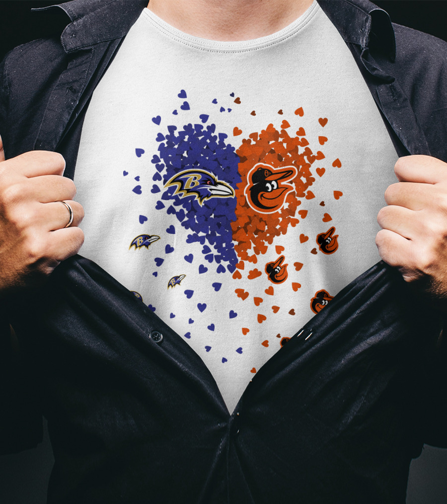Heart Ravens Orioles Baltimore Football Baseball Mix T-Shirt