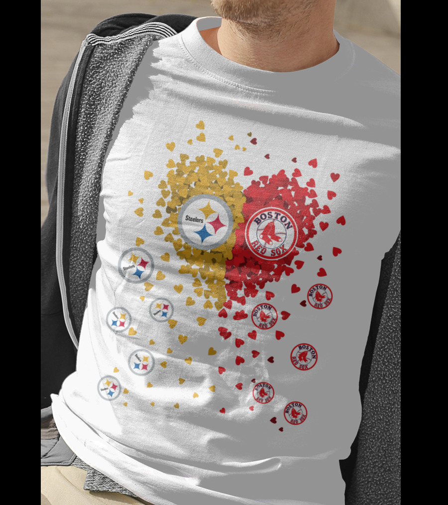 Steelers Pittsburgh Boston Red Sox Hearts T-Shirt