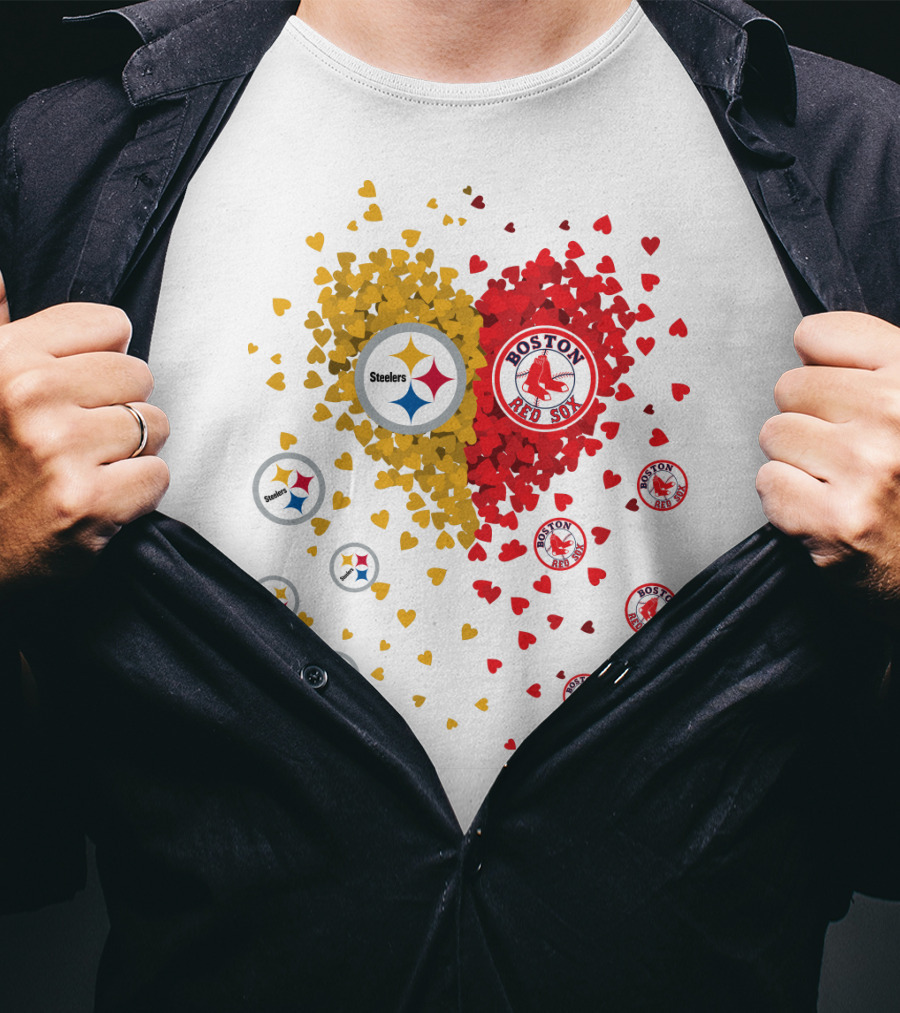 Steelers Pittsburgh Boston Red Sox Hearts T-Shirt
