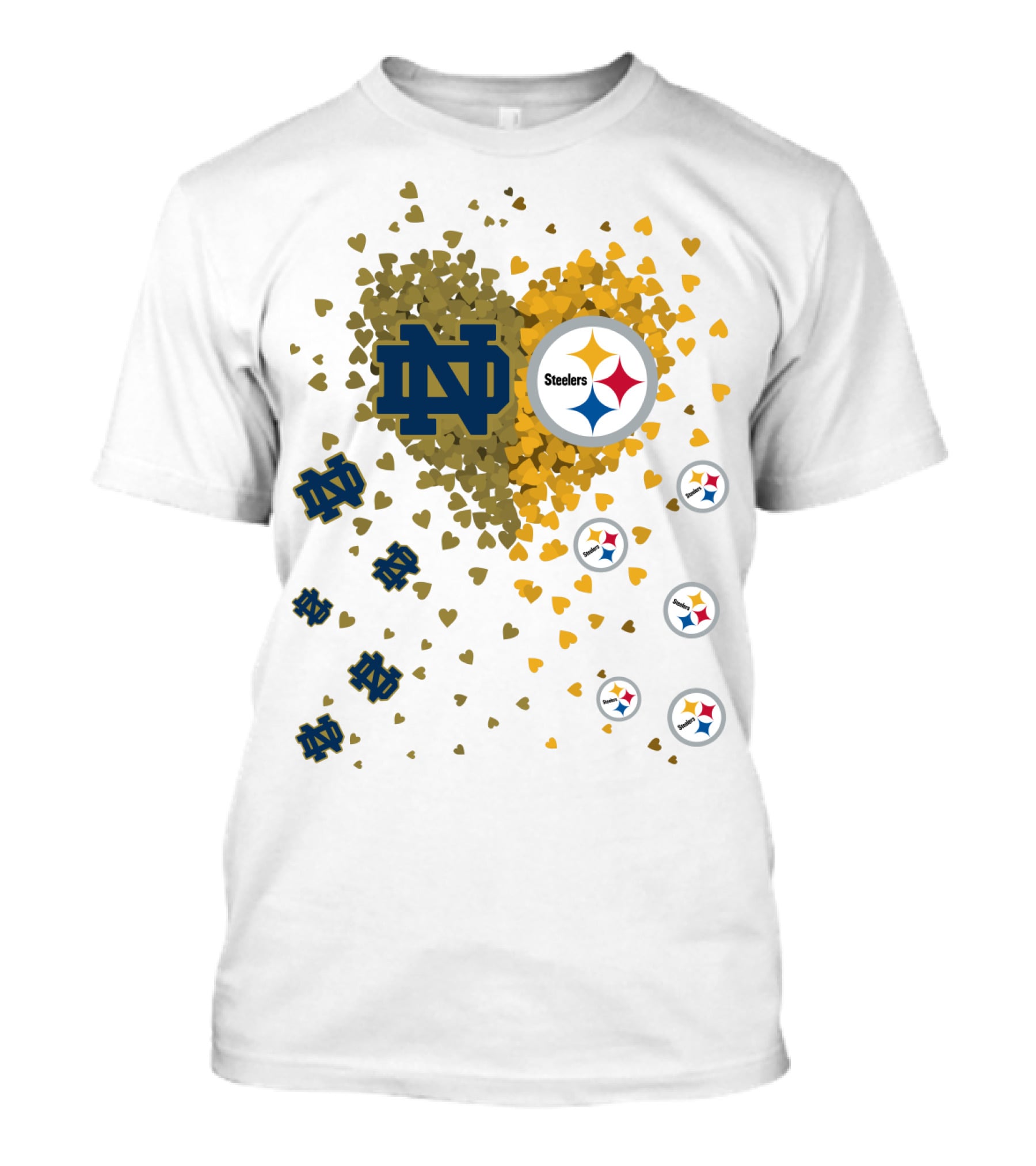 Notre Dame Steelers Heart Logo Explosion T-Shirt