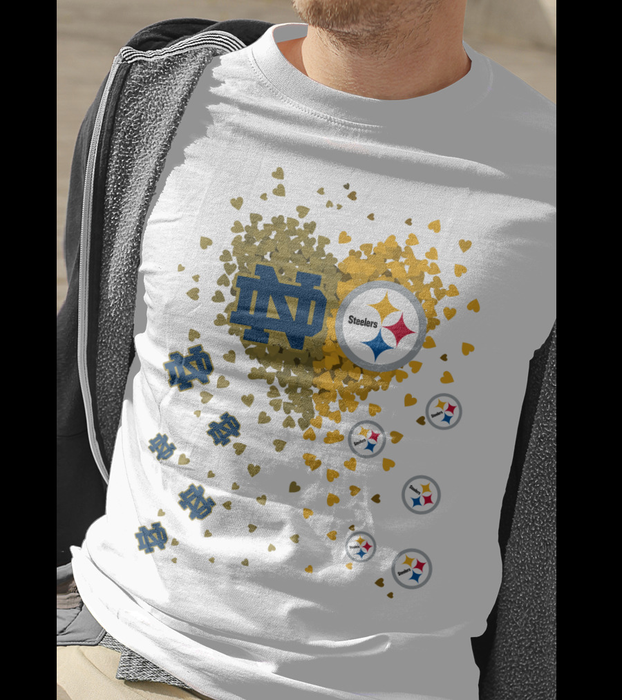Notre Dame Steelers Heart Logo Explosion T-Shirt