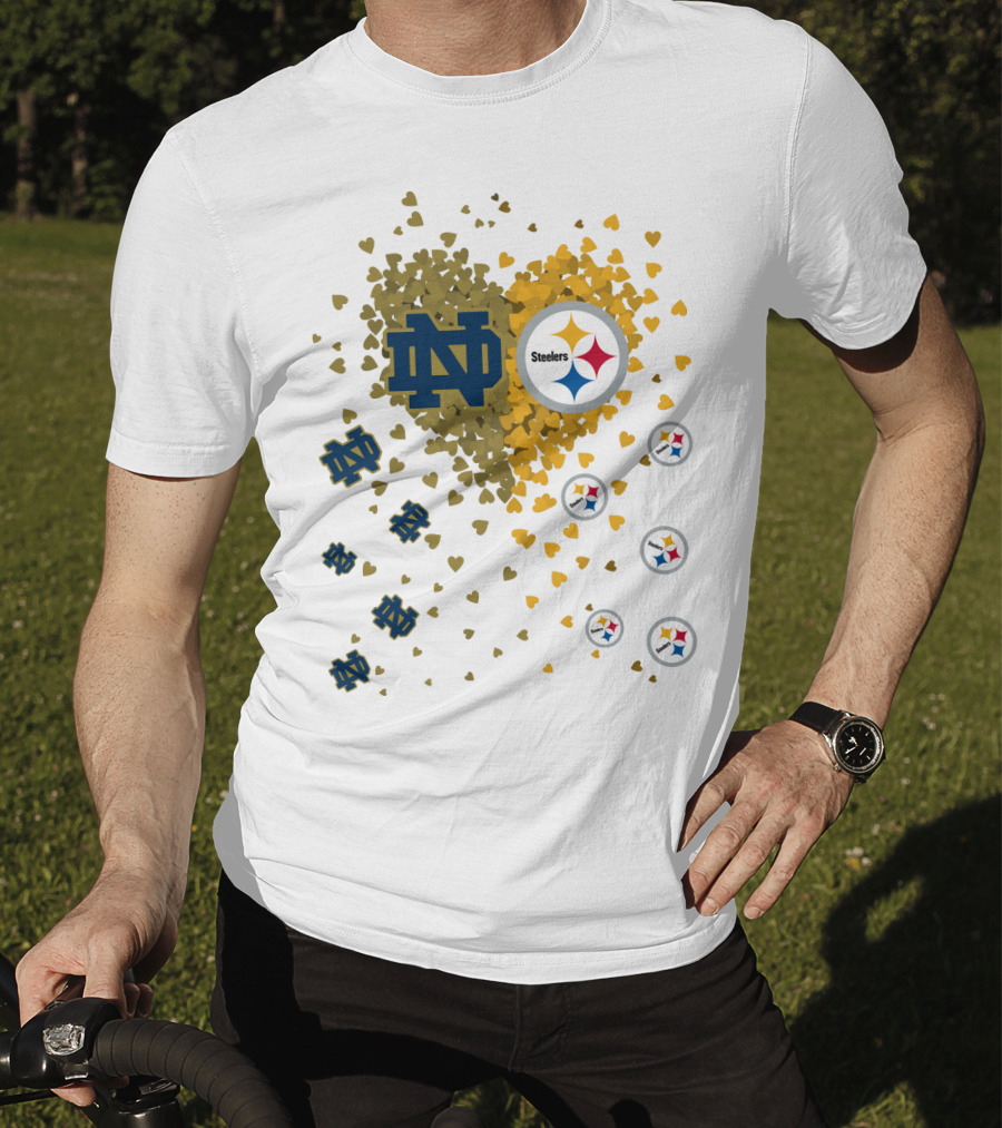 Notre Dame Steelers Heart Logo Explosion T-Shirt