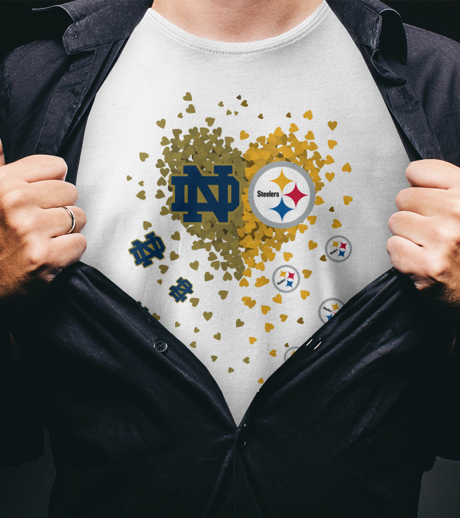 Notre Dame Steelers Heart Logo Explosion T-Shirt