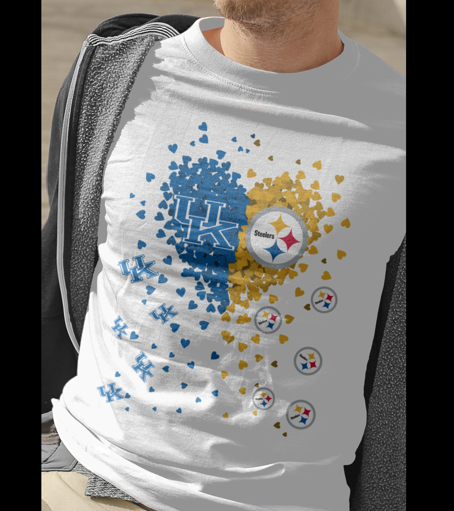 UK Wildcats Heart Steelers Logo Collaboration T-Shirt