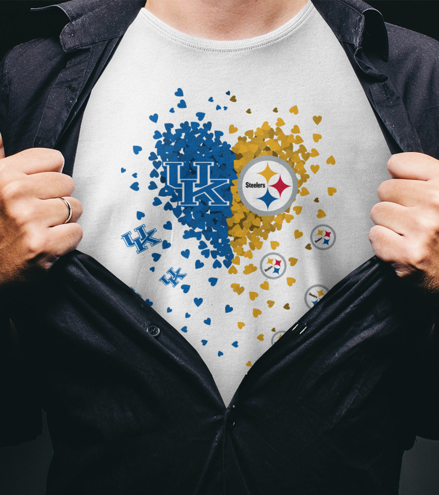 UK Wildcats Heart Steelers Logo Collaboration T-Shirt