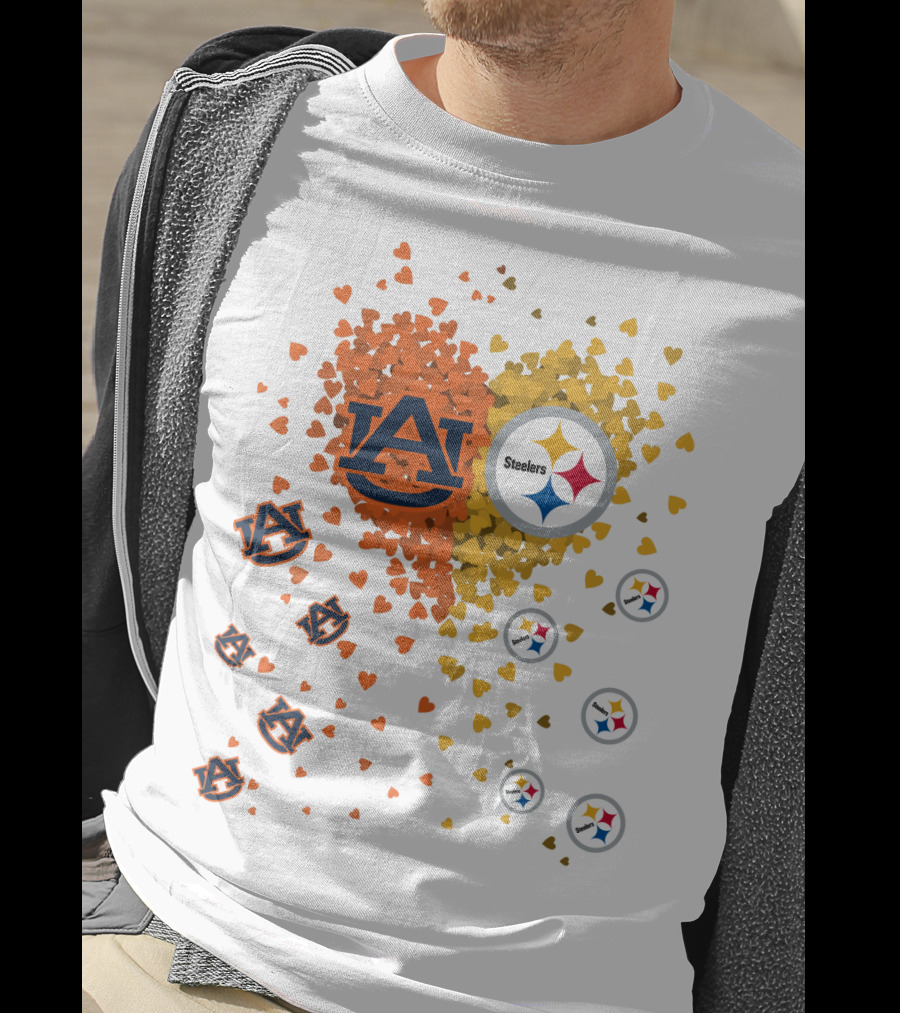 Auburn Tigers And Pittsburgh Steelers Heart Fusion T-Shirt