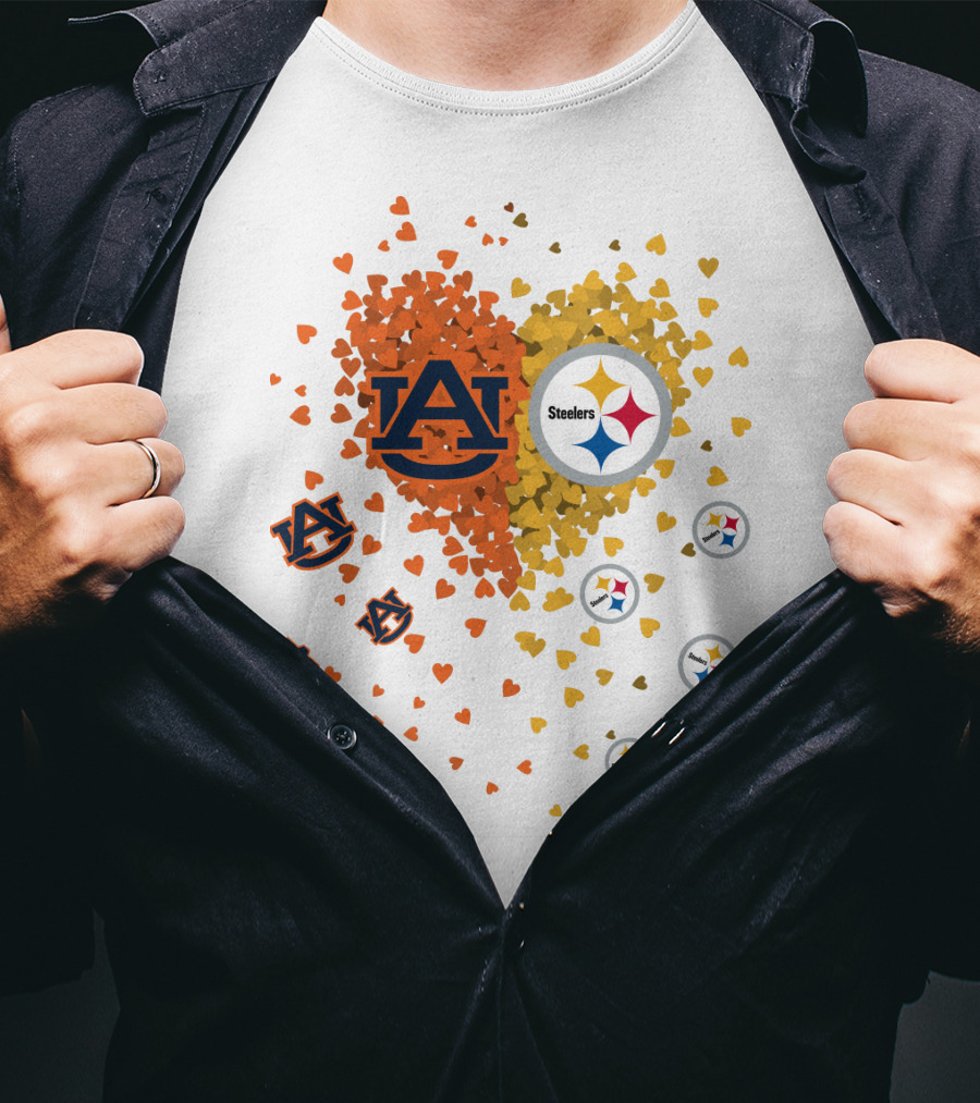 Auburn Tigers And Pittsburgh Steelers Heart Fusion T-Shirt