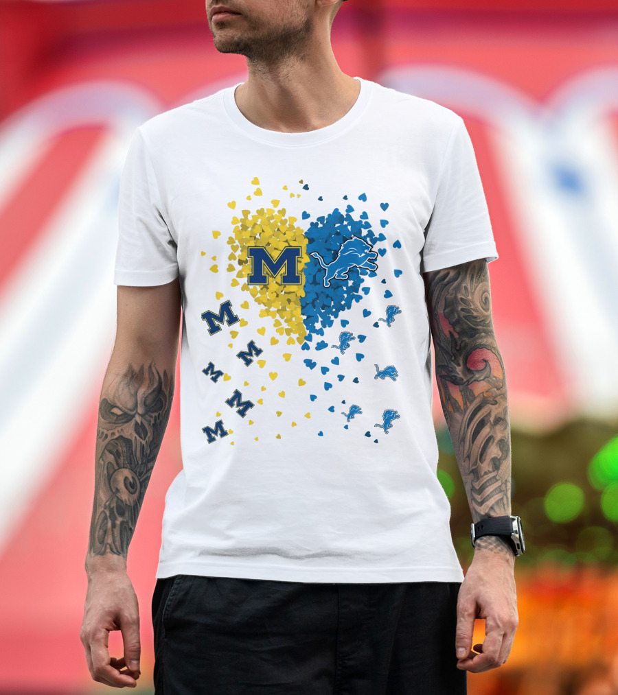 Michigan Wolverines Detroit Lions Heartburst T-Shirt